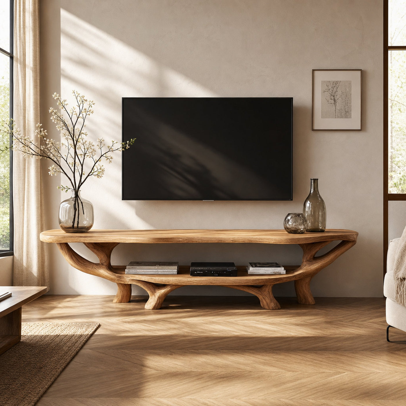 Rustic Organic TV Stand Living Room And Bedroom