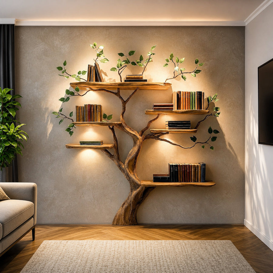 Rustic Organic Tree Bookshelf Bedroom Or Living Room