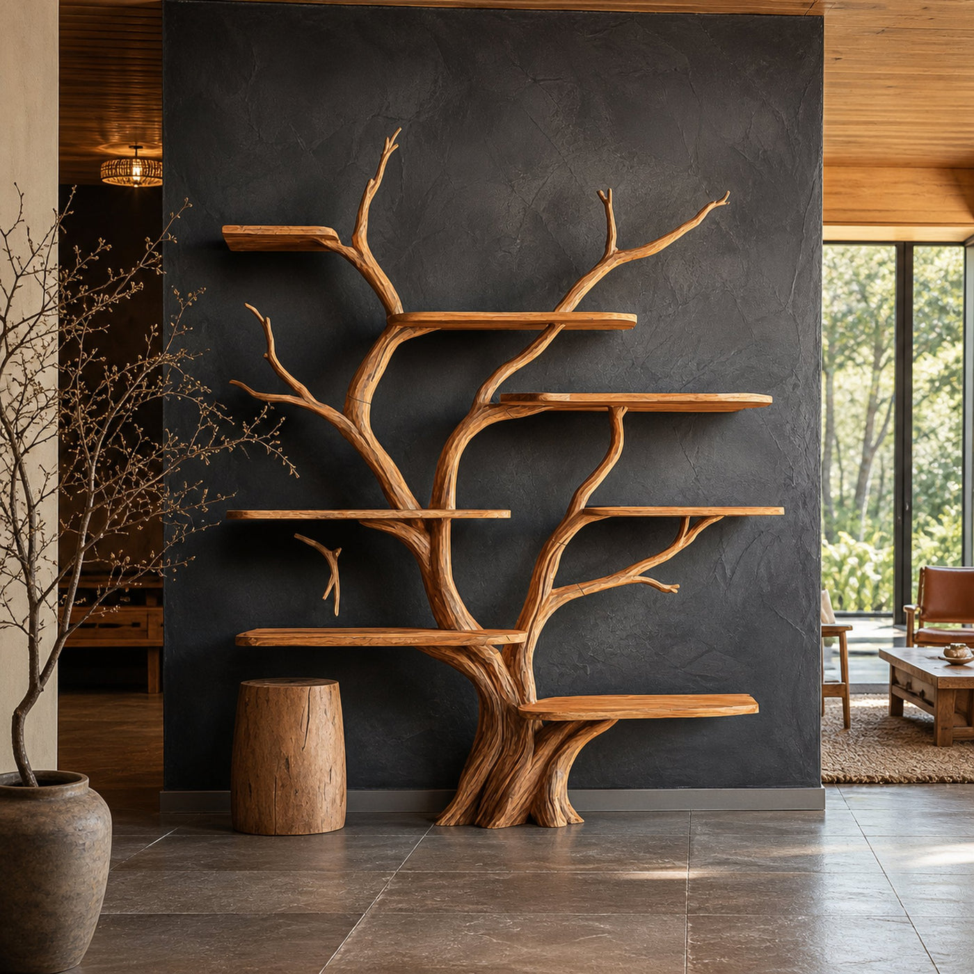Rustic Organic Tree Bookshelf Contemporary Home Decor