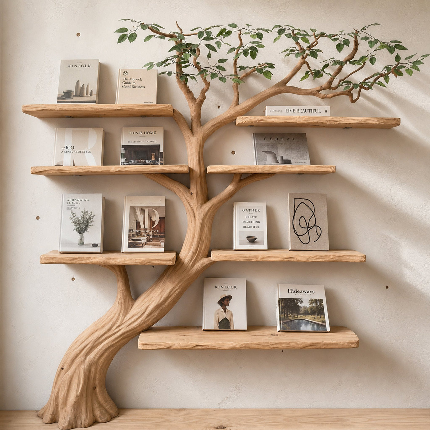 Rustic Organic Tree Bookshelf Handcrafted Wall Art For Home - product view 5