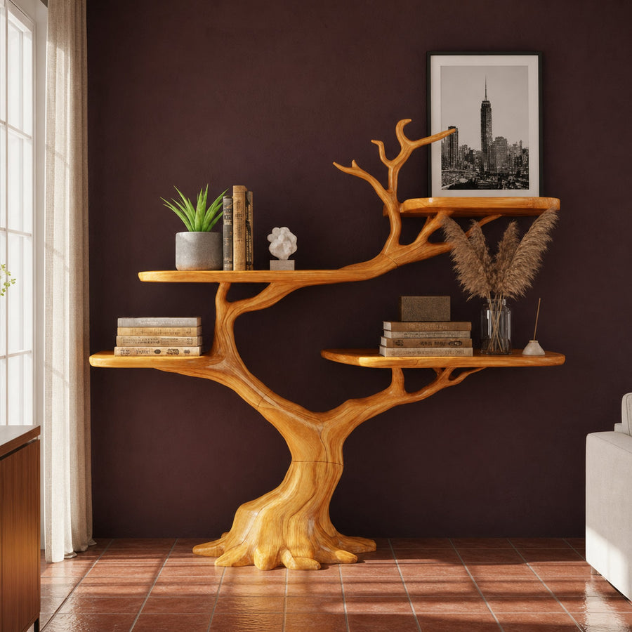 Rustic Organic Tree Bookshelf Living Room Or Entryway