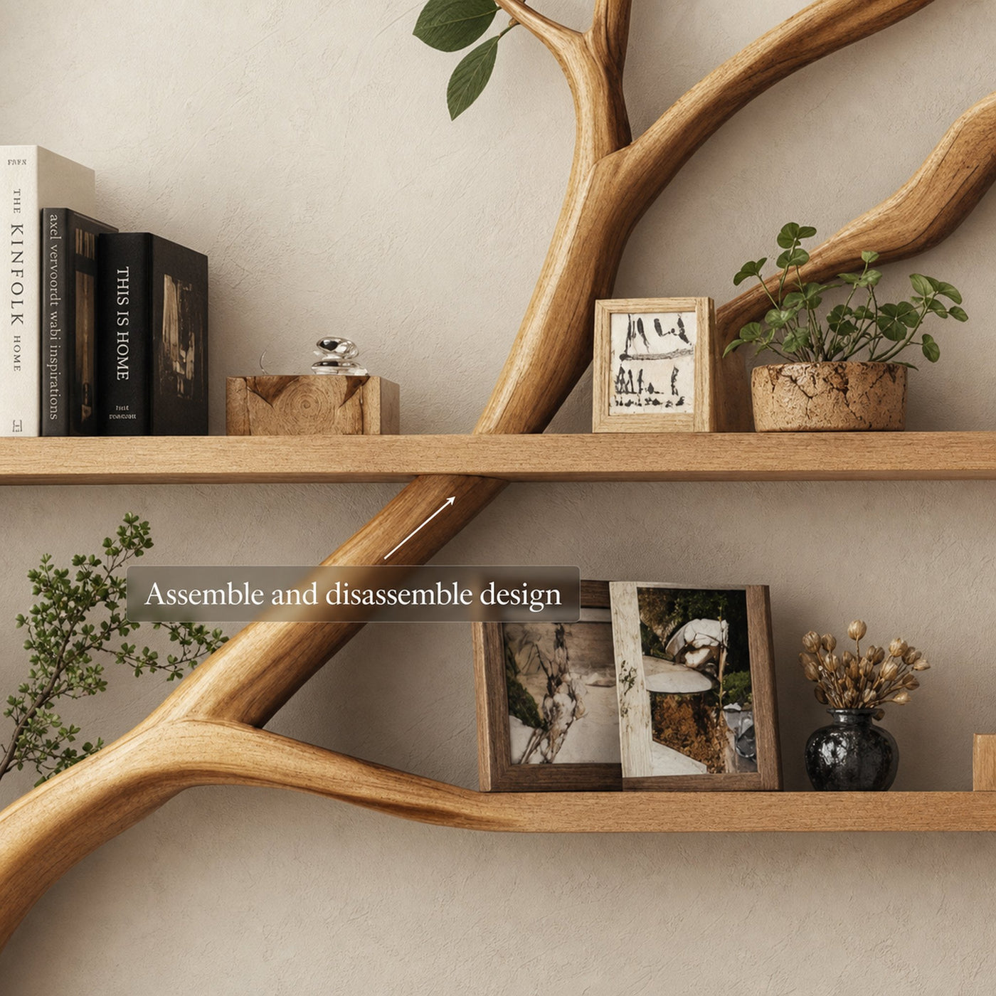 Rustic Organic Tree Bookshelf Warm Bedroom Entryway - product view 3