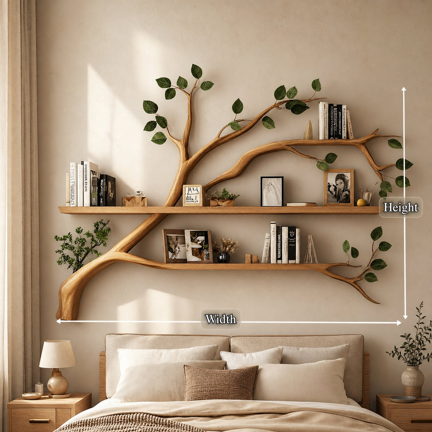 Rustic Organic Tree Bookshelf Warm Bedroom Entryway - product view 5