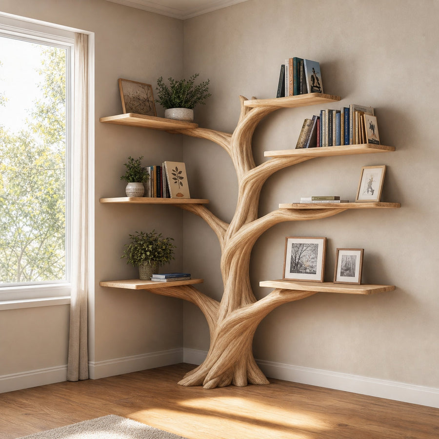Rustic Organic Tree Corner Shelf Bedroom And Living Room