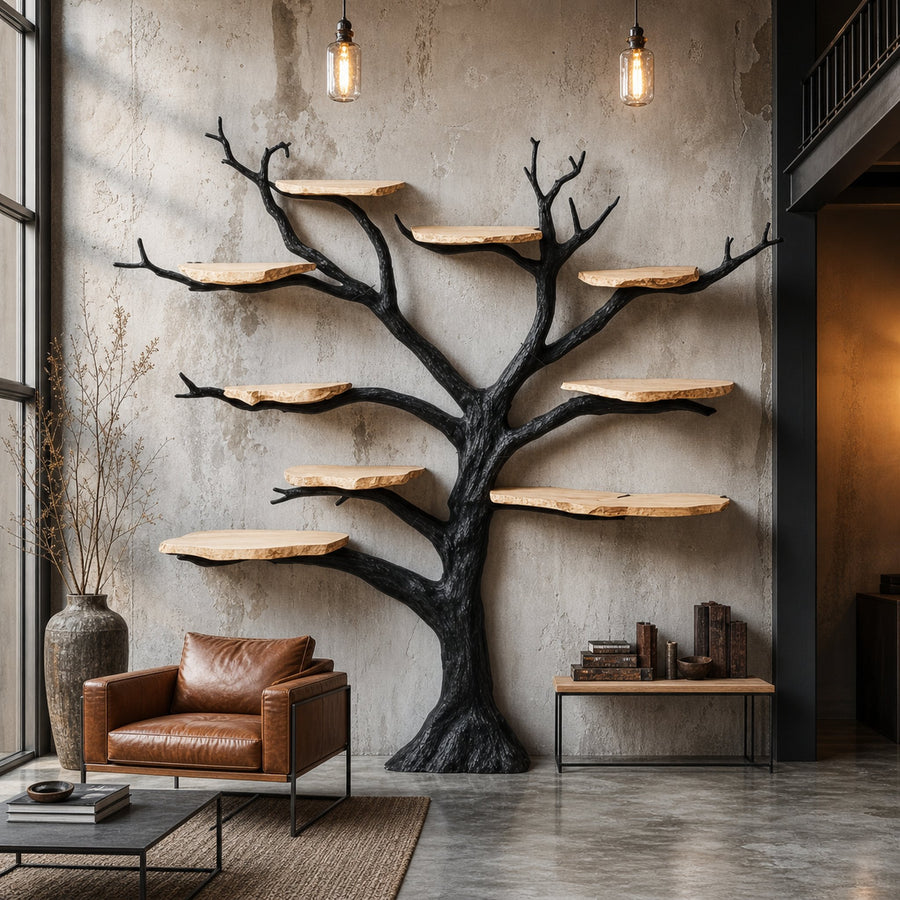 Rustic Organic Tree Wall Shelf Artistic Home Decor