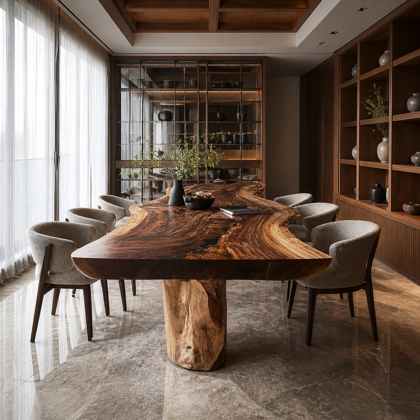 Rustic Raw Edge Wooden Dining Table Dining Room