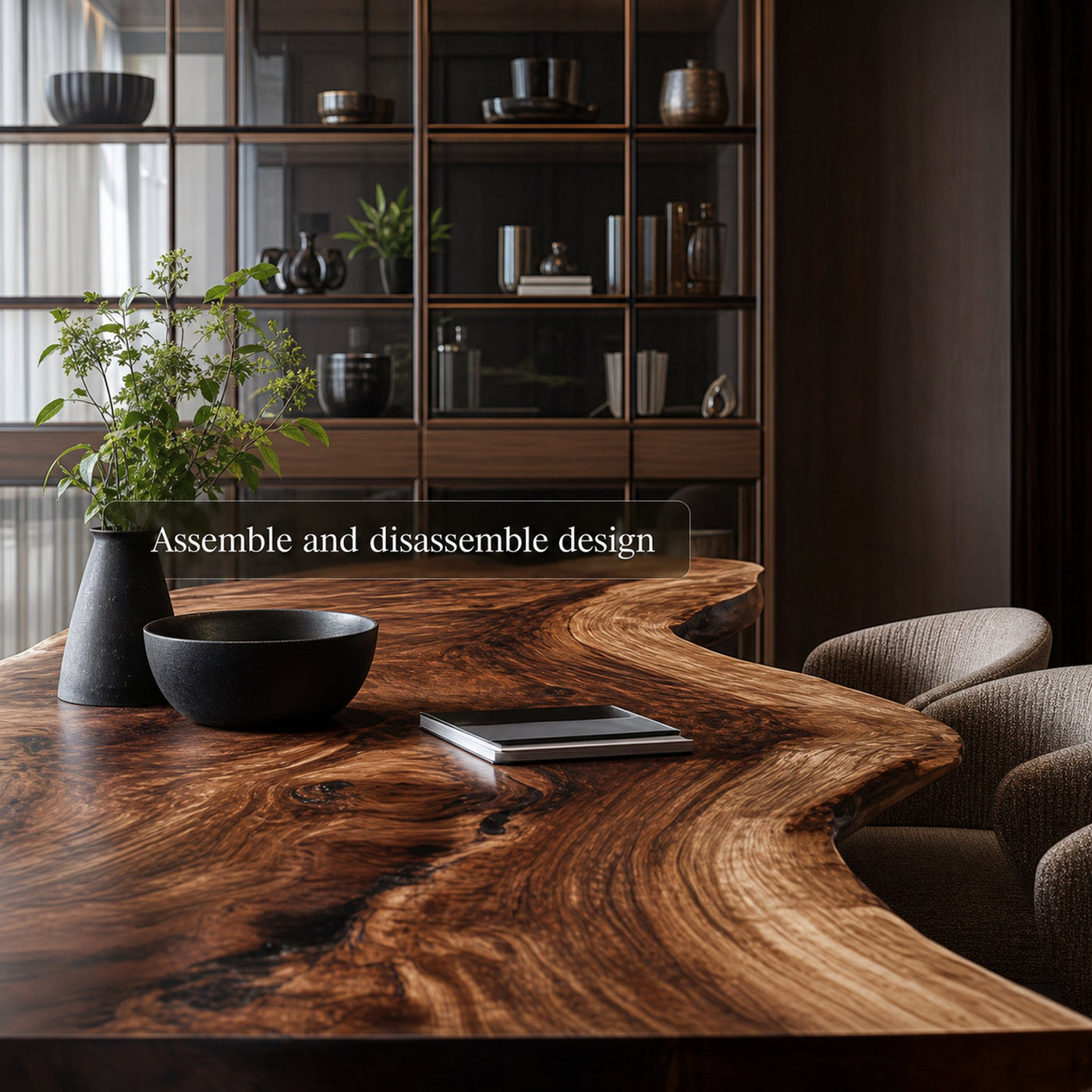 Rustic Raw Edge Wooden Dining Table Dining Room - product view 3