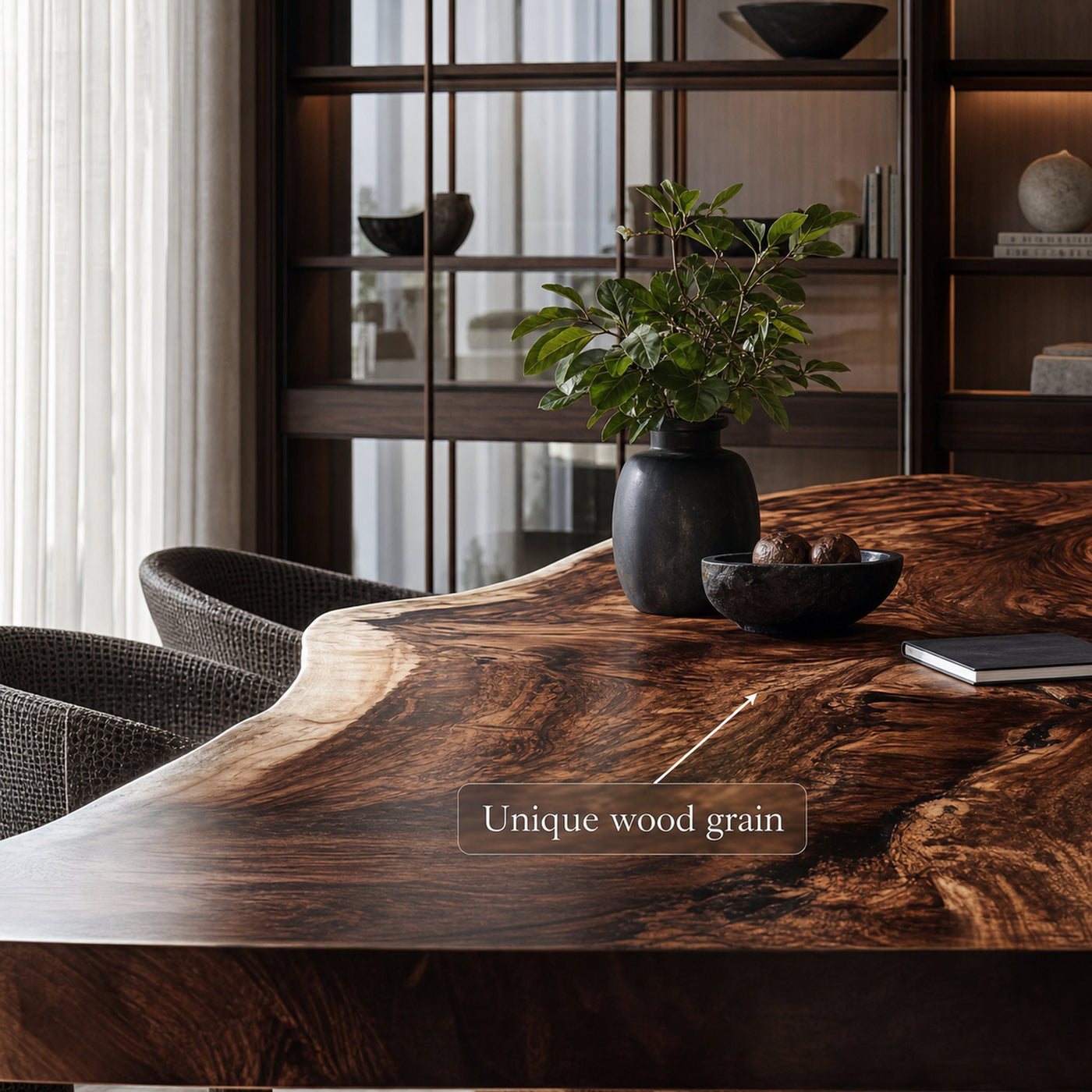 Rustic Raw Edge Wooden Dining Table Dining Room - product view 4