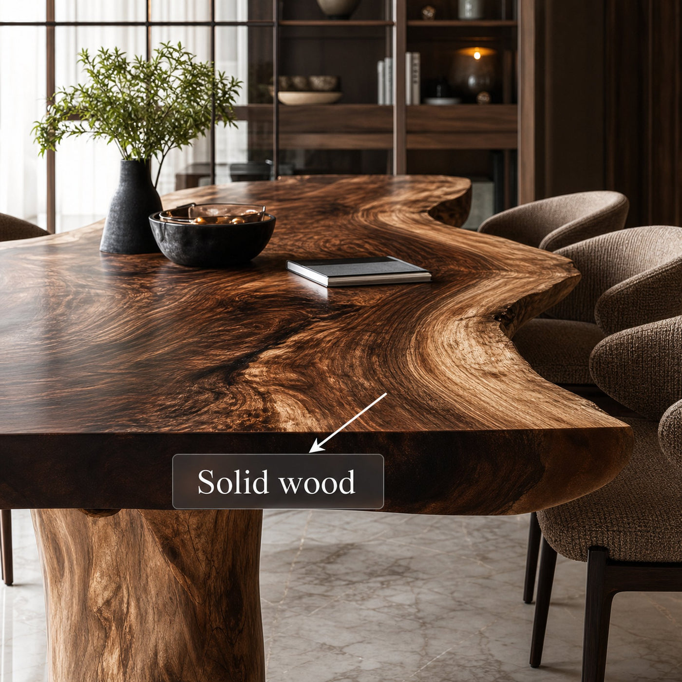 Rustic Raw Edge Wooden Dining Table Dining Room - product view 5