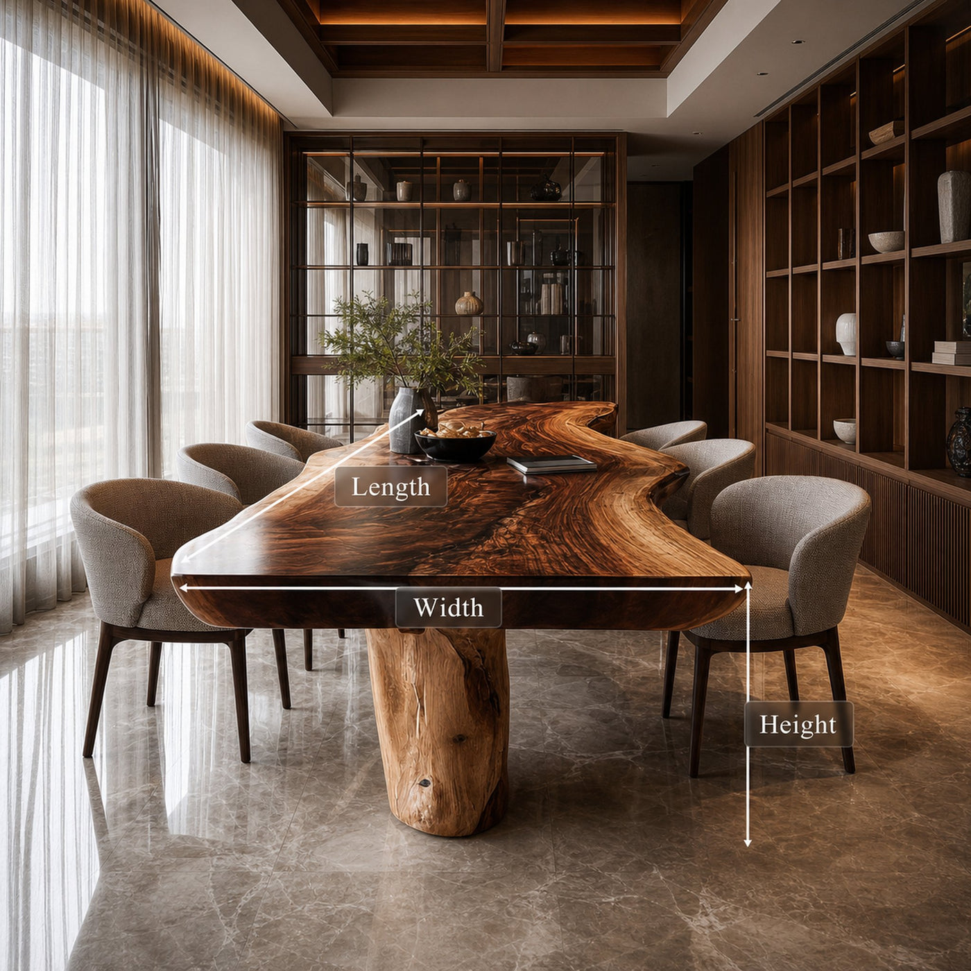 Rustic Raw Edge Wooden Dining Table Dining Room - product view 6