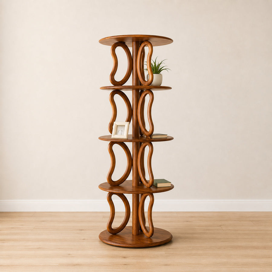 Rustic Round Bookshelf Living Room