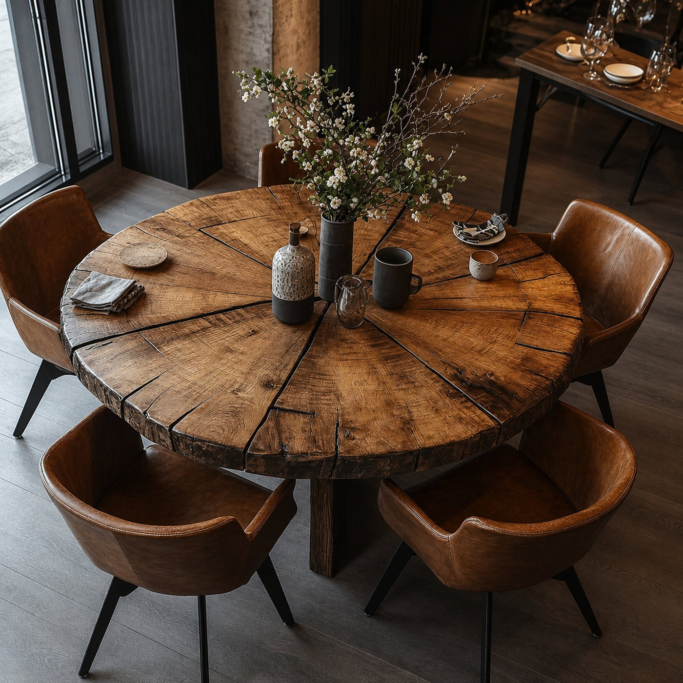 Rustic Round Dining Table Kitchen Or Dining Room - product view 3
