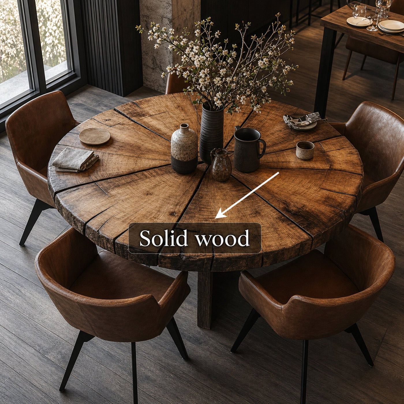Rustic Round Dining Table Kitchen Or Dining Room - product view 4