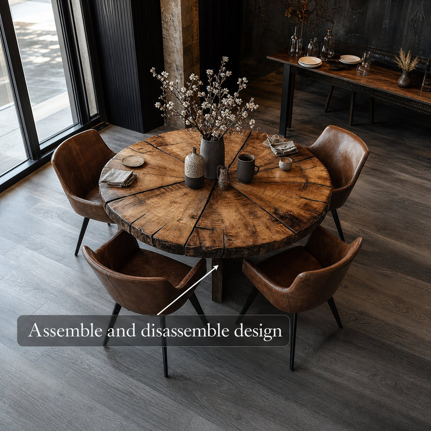 Rustic Round Dining Table Kitchen Or Dining Room - product view 5