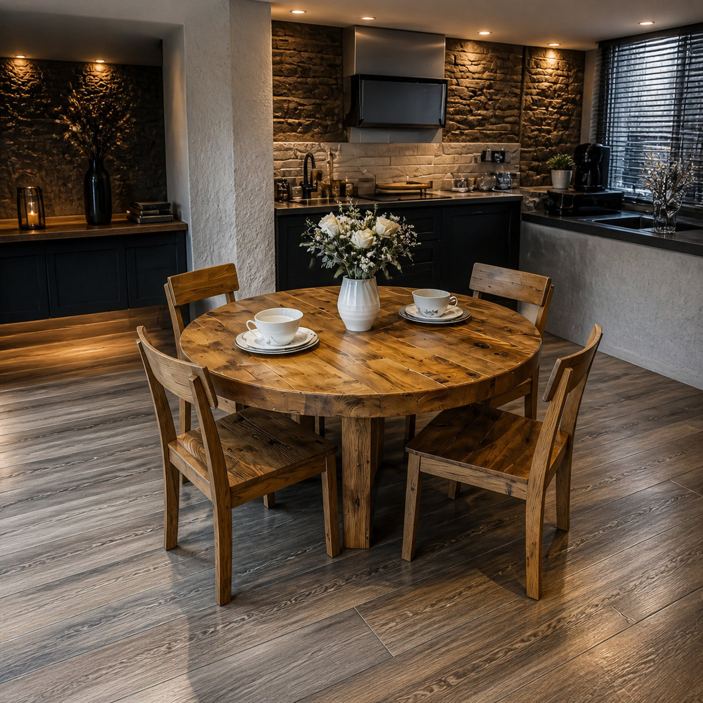 Rustic Round Dining Table Modern Dining Kitchen - product view 3