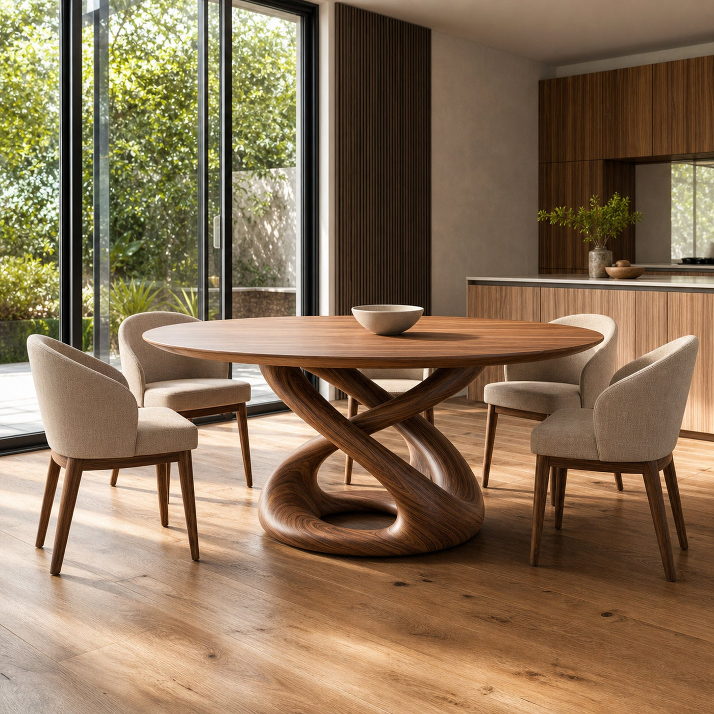 Rustic Round Dining Table Sculptural Kitchen