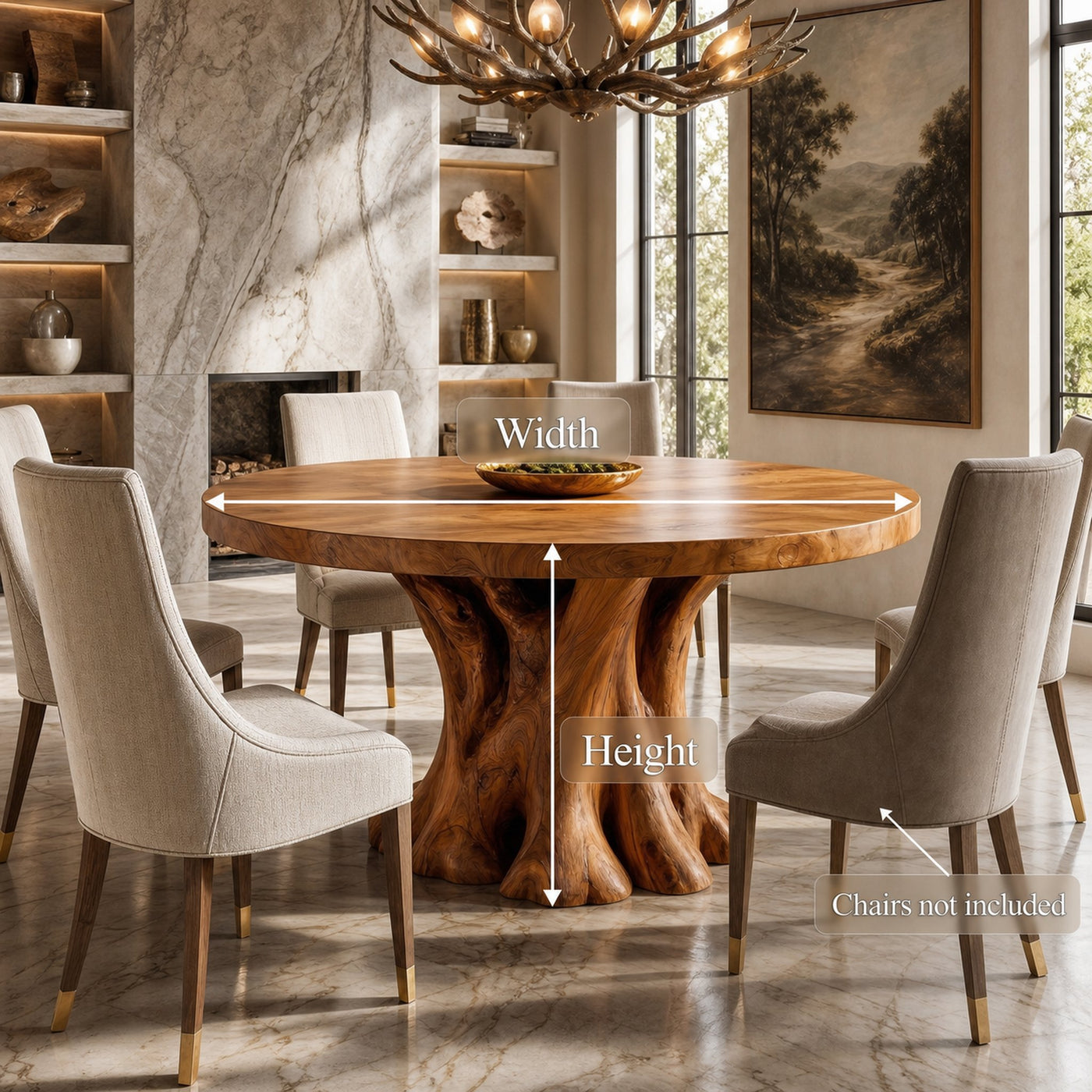 Rustic Round Dining Table With Solid Wood Sculptural Base For Dining Room - product view 8