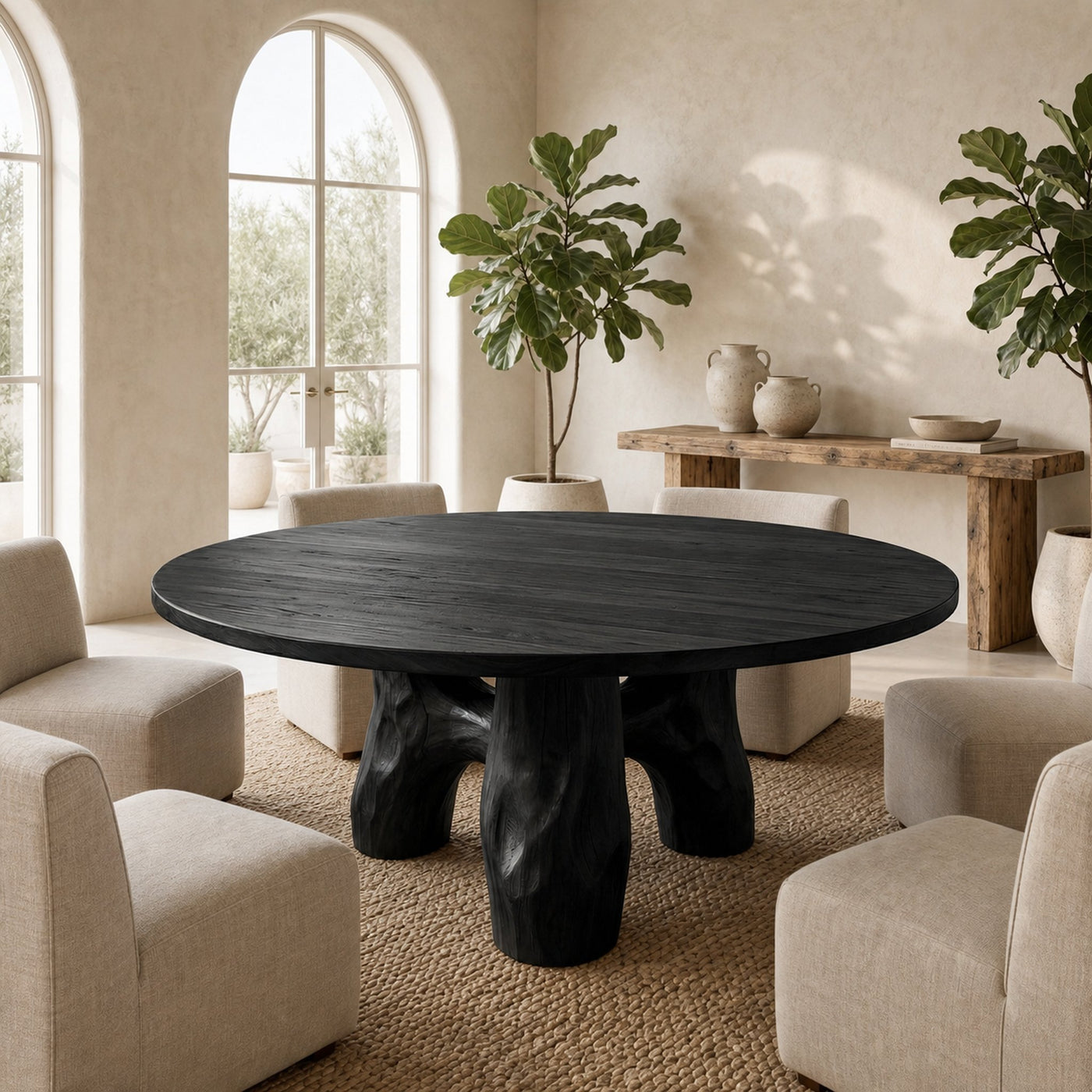 Rustic Round Outdoor Dining Table For Patio And Garden - product view 2