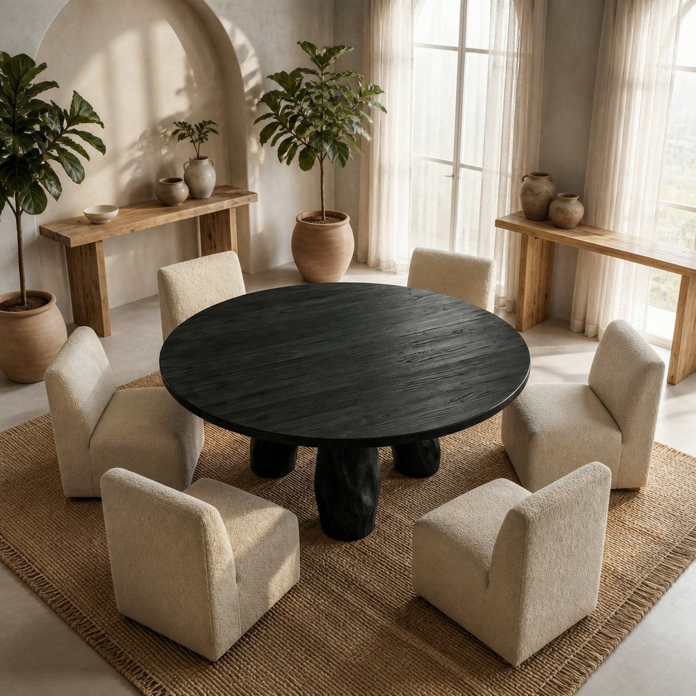 Rustic Round Outdoor Dining Table For Patio And Garden - product view 3