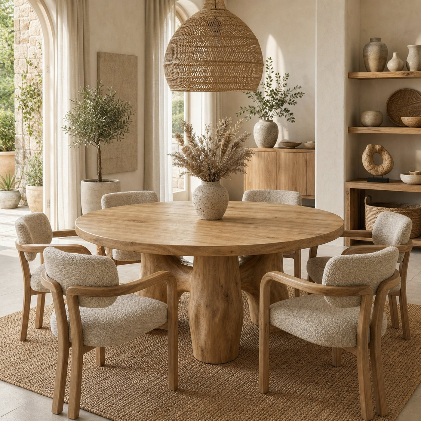 Rustic Round Outdoor Dining Table For Patio And Garden - product view 5