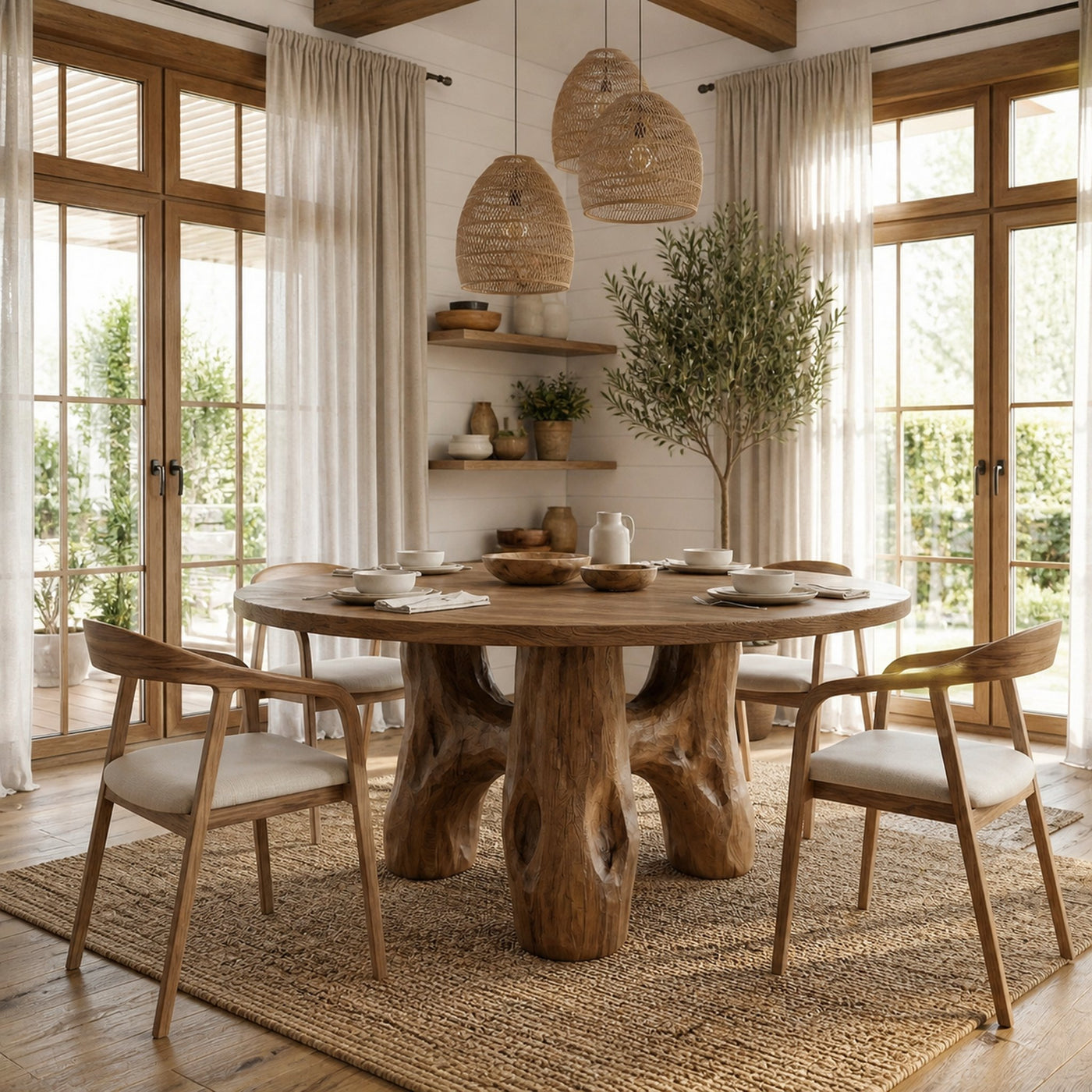Rustic Round Outdoor Dining Table For Patio And Garden - product view 6