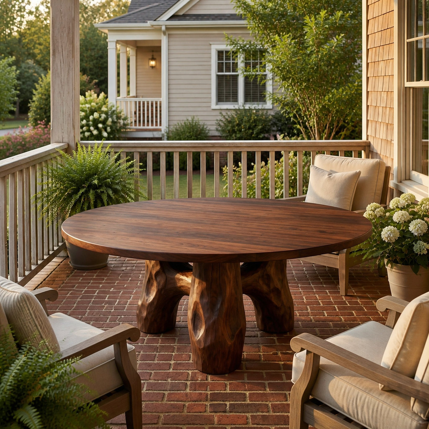 Rustic Round Outdoor Dining Table For Patio And Garden - product view 7