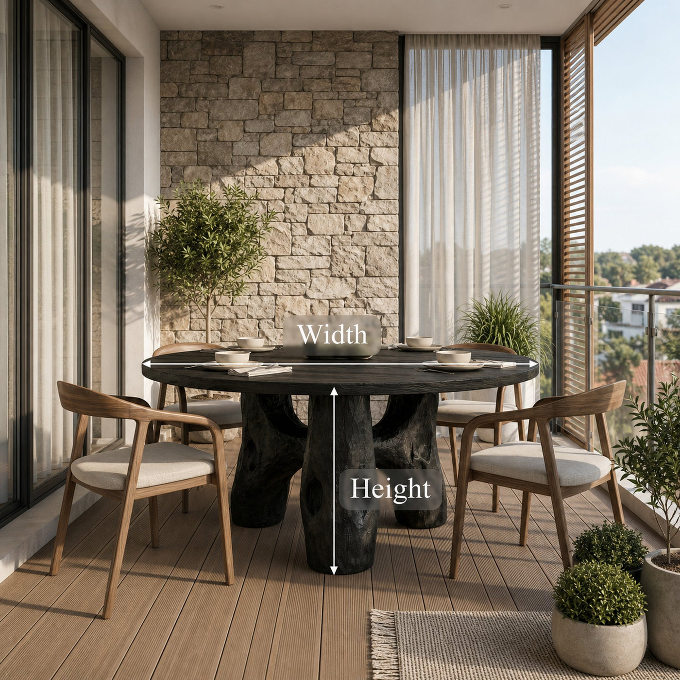 Rustic Round Outdoor Dining Table For Patio And Garden - product view 8