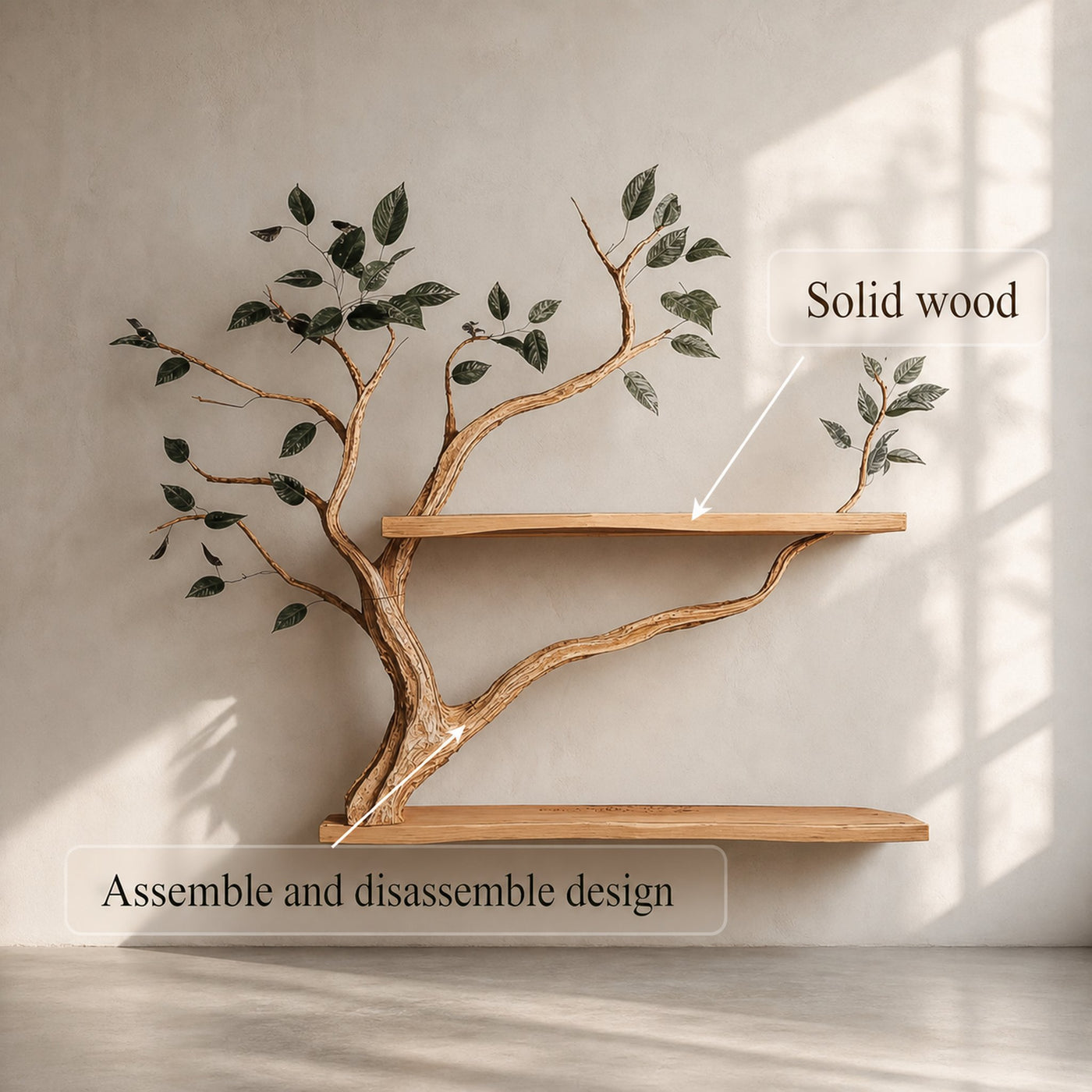 Rustic Sculptural Branch Display Shelf Solid Wood Living Room Interior Wall Feature - product view 3