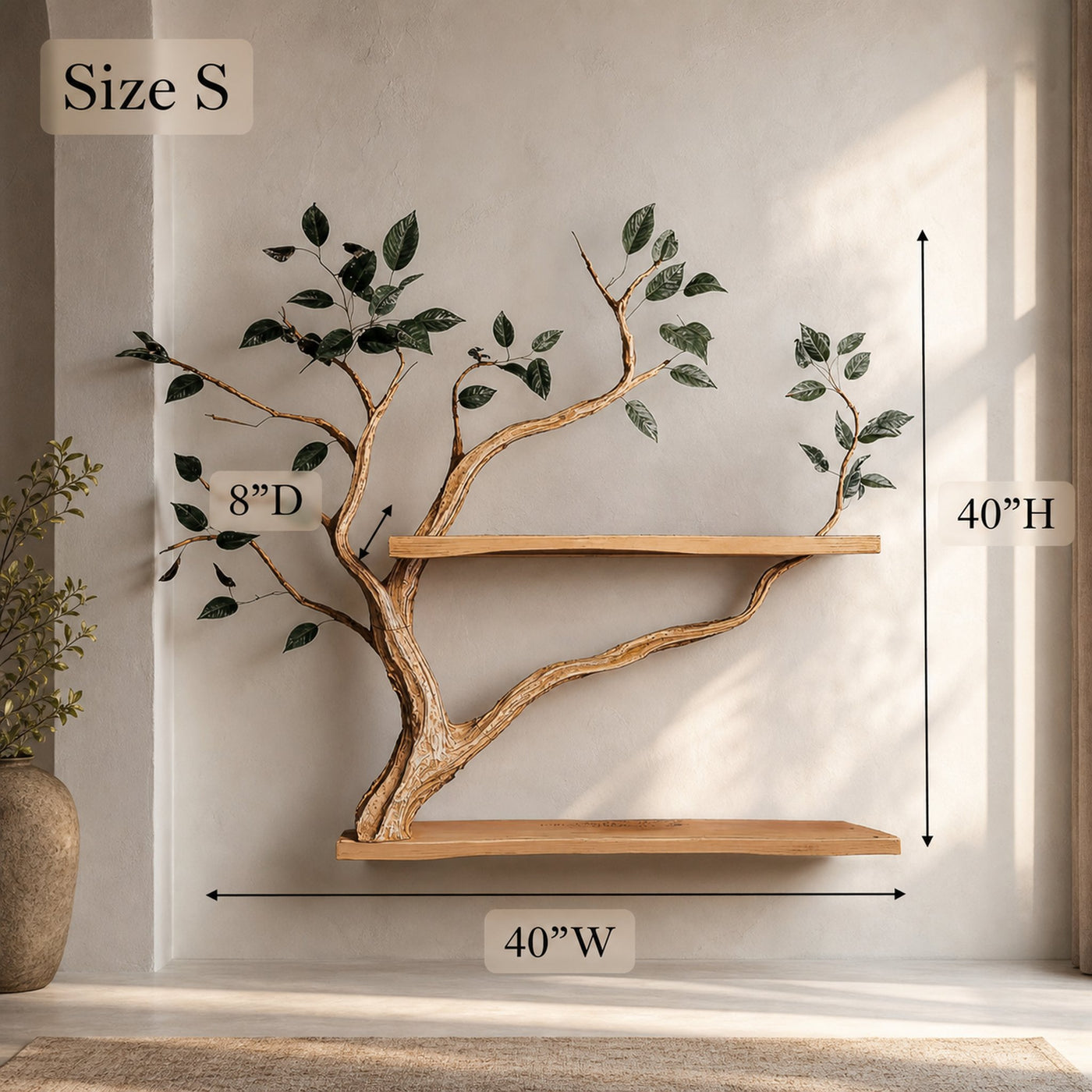 Rustic Sculptural Branch Display Shelf Solid Wood Living Room Interior Wall Feature - product view 4