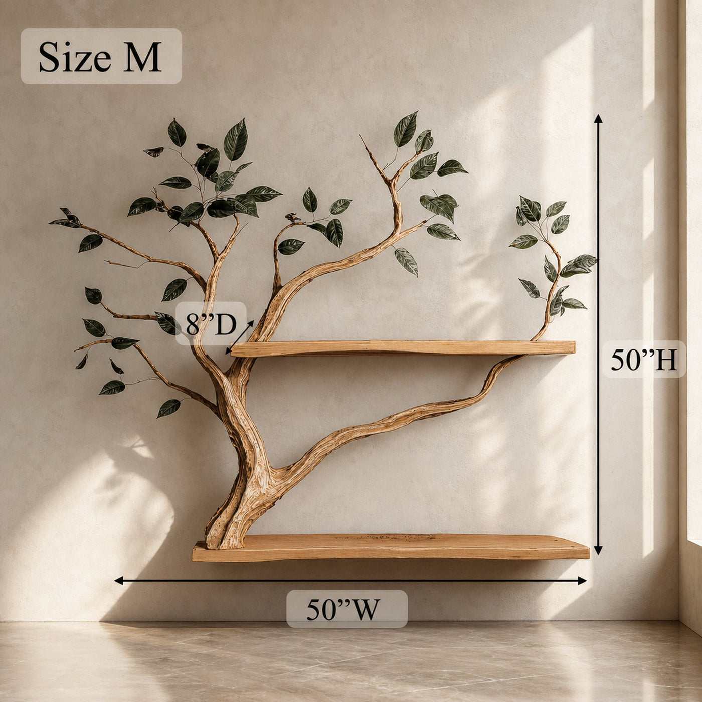 Rustic Sculptural Branch Display Shelf Solid Wood Living Room Interior Wall Feature - product view 5