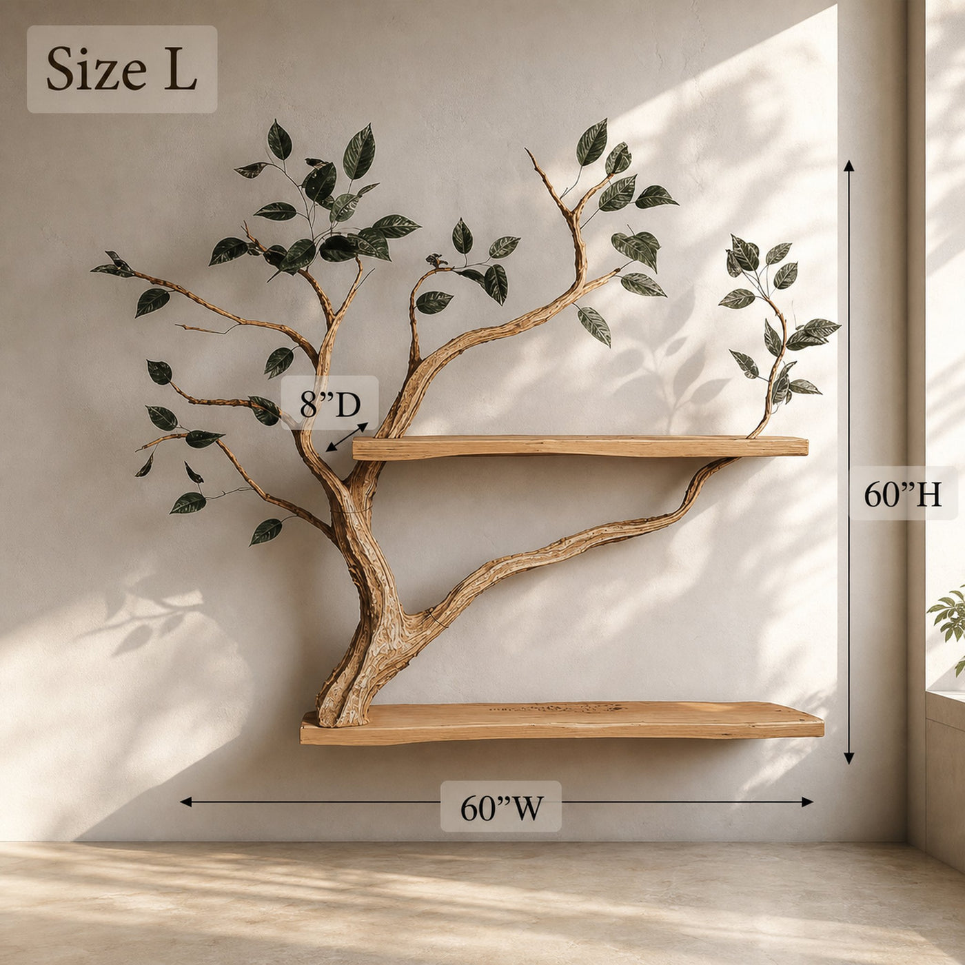 Rustic Sculptural Branch Display Shelf Solid Wood Living Room Interior Wall Feature - product view 6