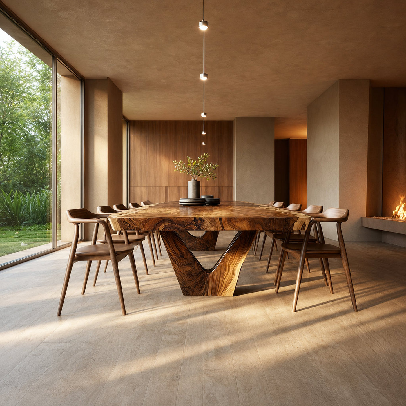 Rustic Sculptural Dining Table For Dining Room And Open Interior - product view 2