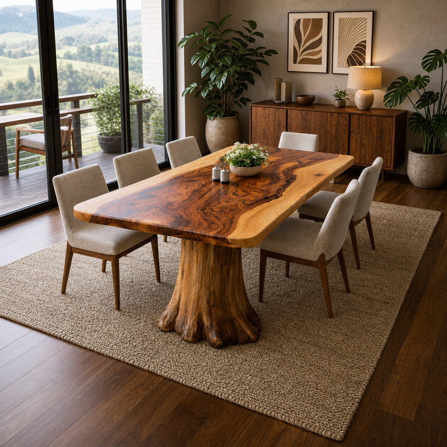 Rustic Sculptural Dining Table For Dining Room Or Family Space