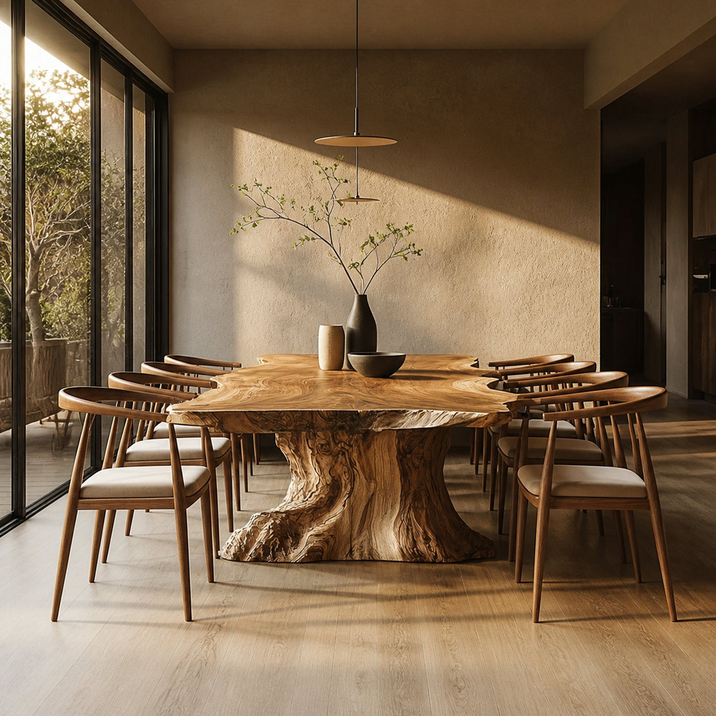 Rustic Sculptural Dining Table For Living Room Or Dining Room