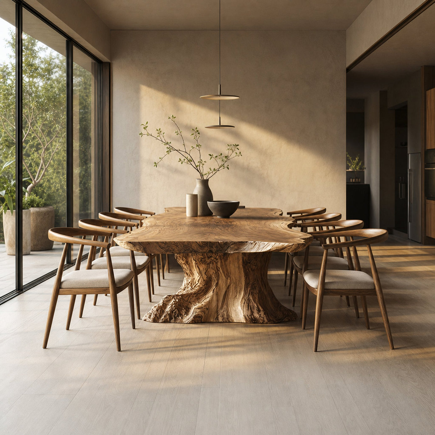 Rustic Sculptural Dining Table For Living Room Or Dining Room - product view 2