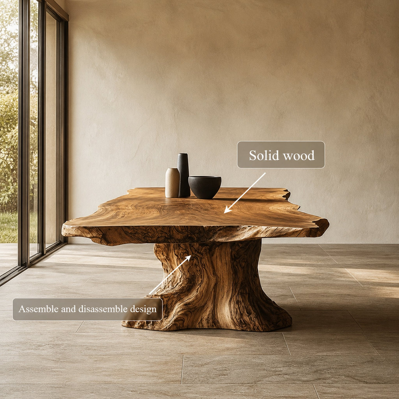 Rustic Sculptural Dining Table For Living Room Or Dining Room - product view 3