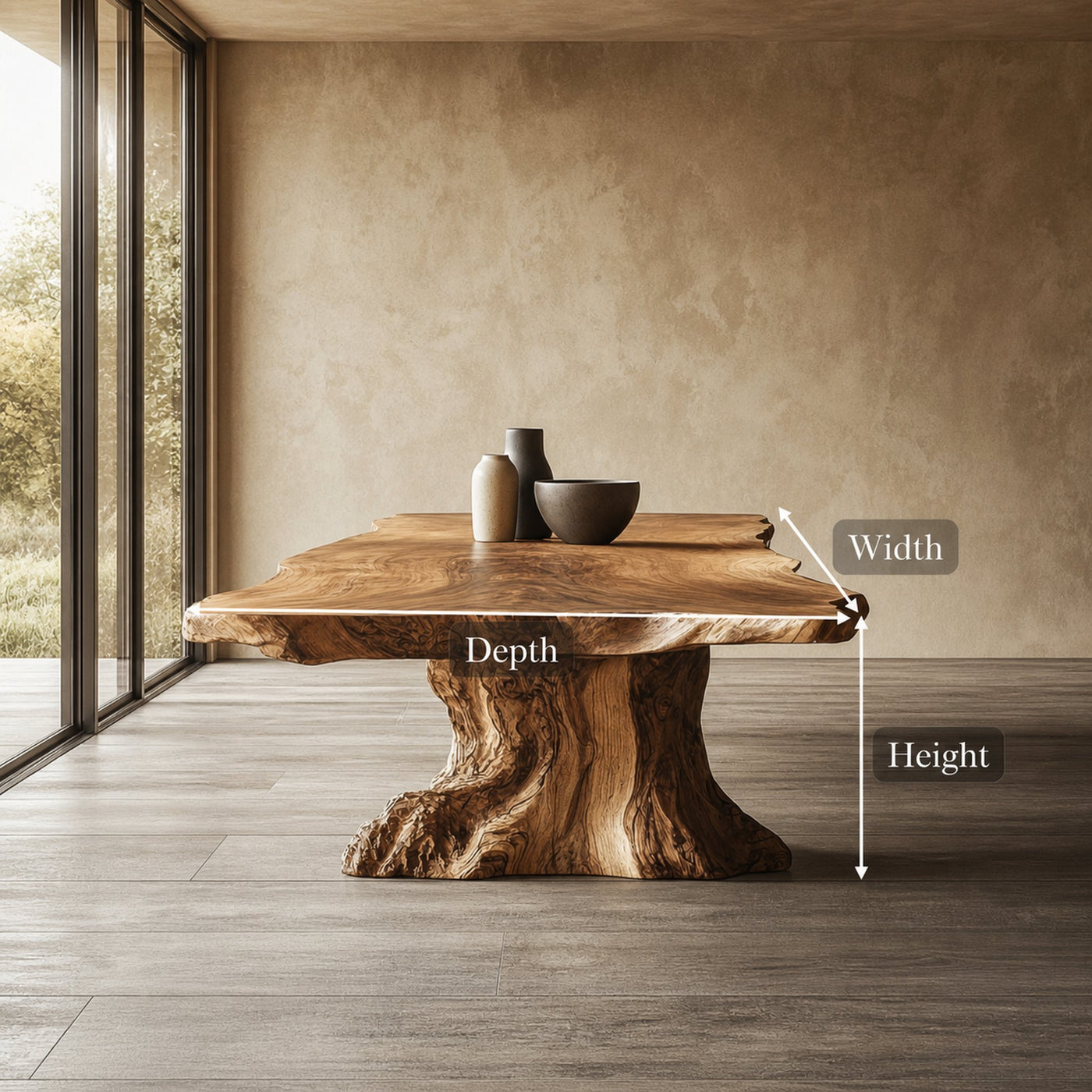 Rustic Sculptural Dining Table For Living Room Or Dining Room - product view 4