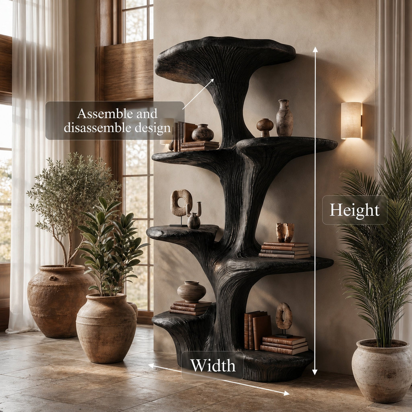 Rustic Sculptural Mushroom Bookshelf For Living Room And Bedroom - product view 8