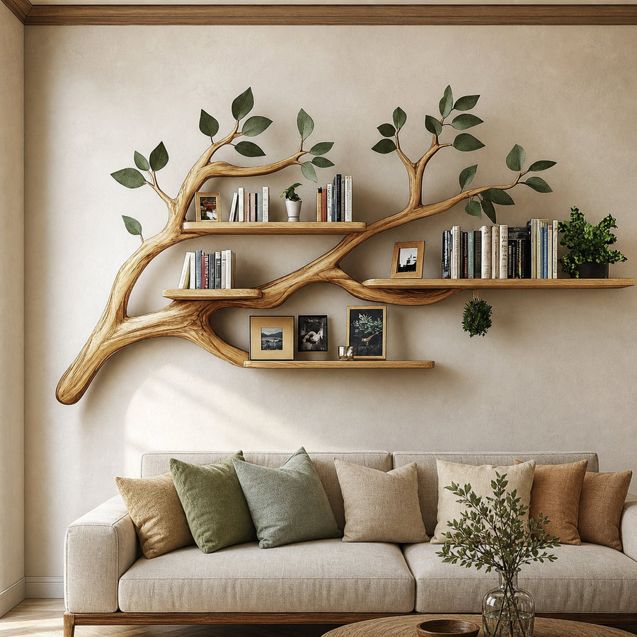 Rustic Sculptural Tree Branch Shelf Living Entryway