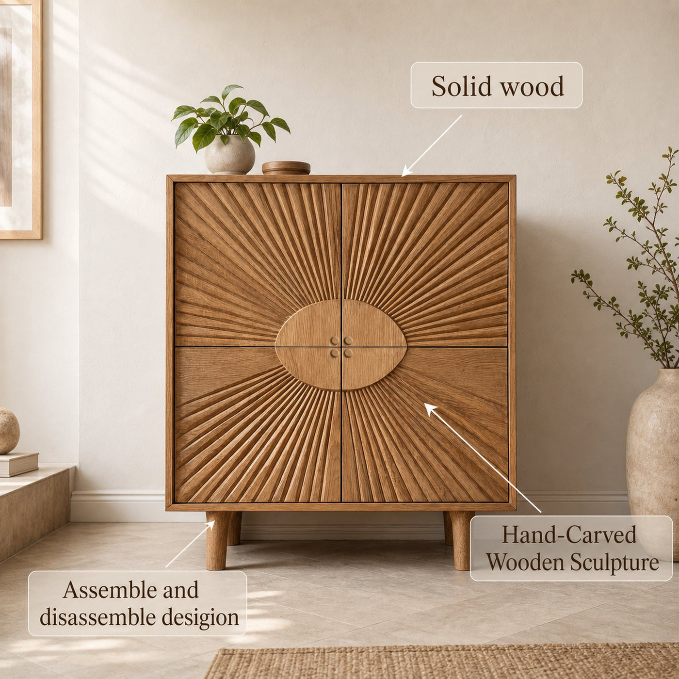 Rustic Sideboard Unit For Living Room And Entryway Space - product view 5