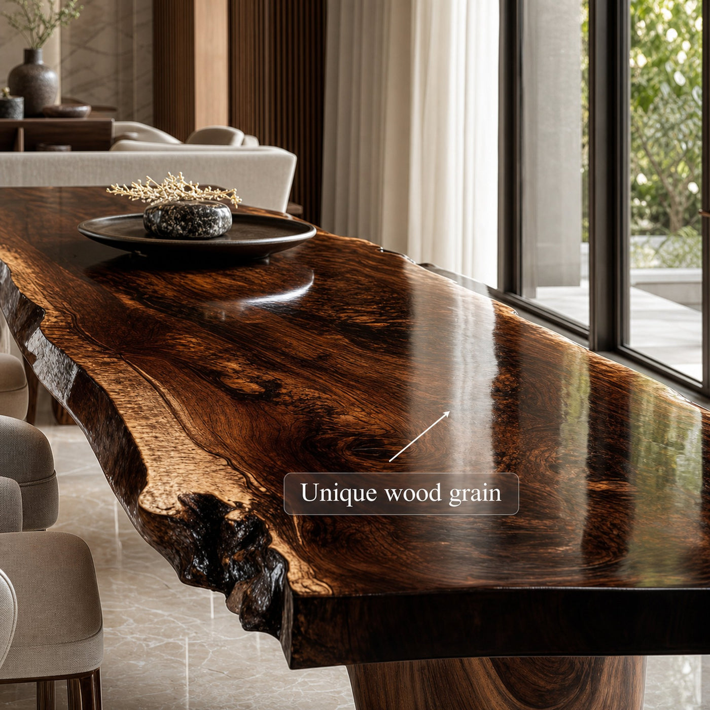 Rustic Solid Natural Wood Dining Table Dining Room - product view 3
