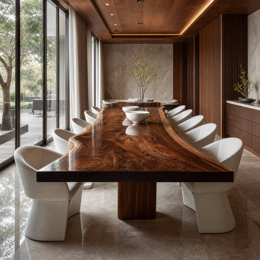 Rustic Solid Wood Slab Dining Table Dining Room
