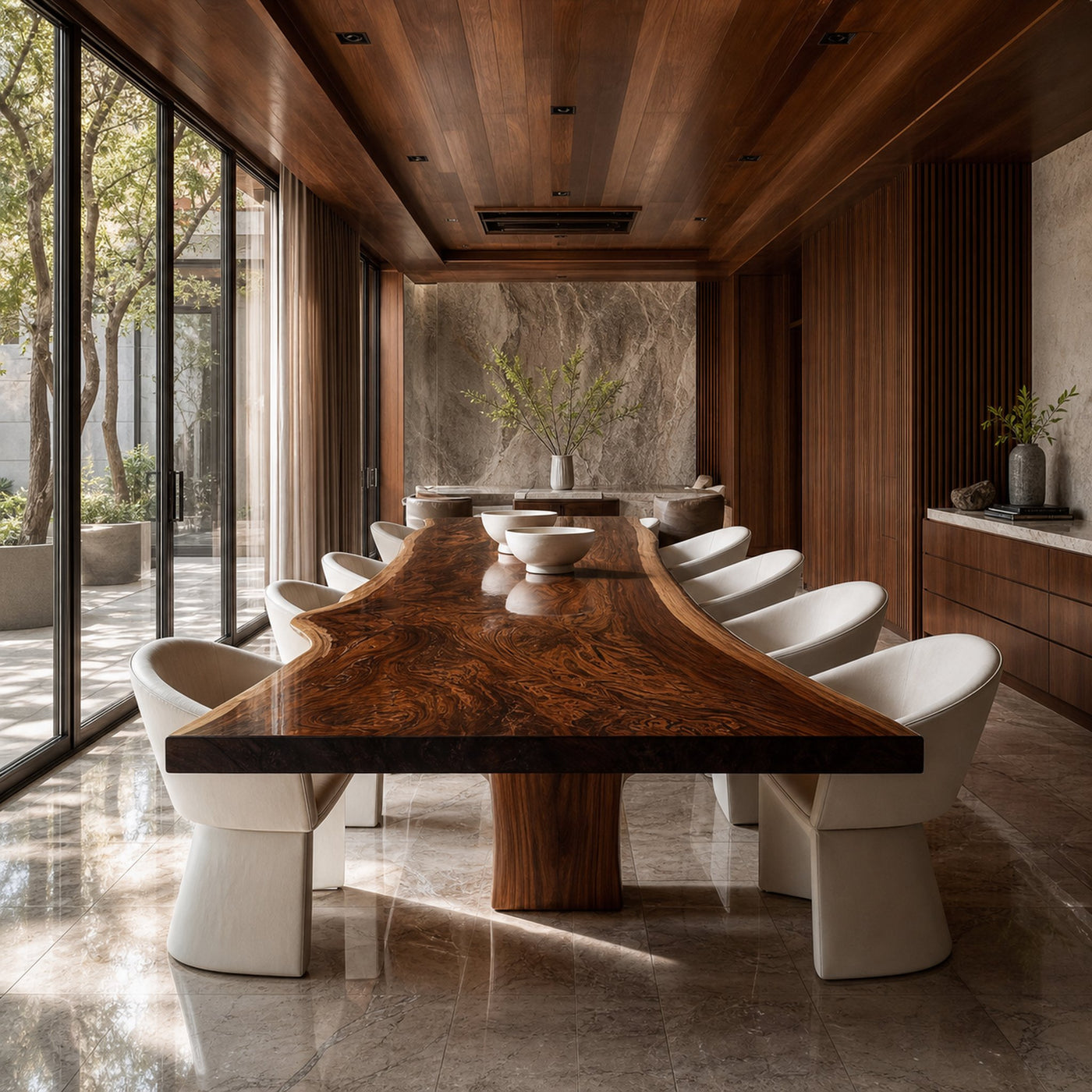 Rustic Solid Wood Slab Dining Table Dining Room - product view 2