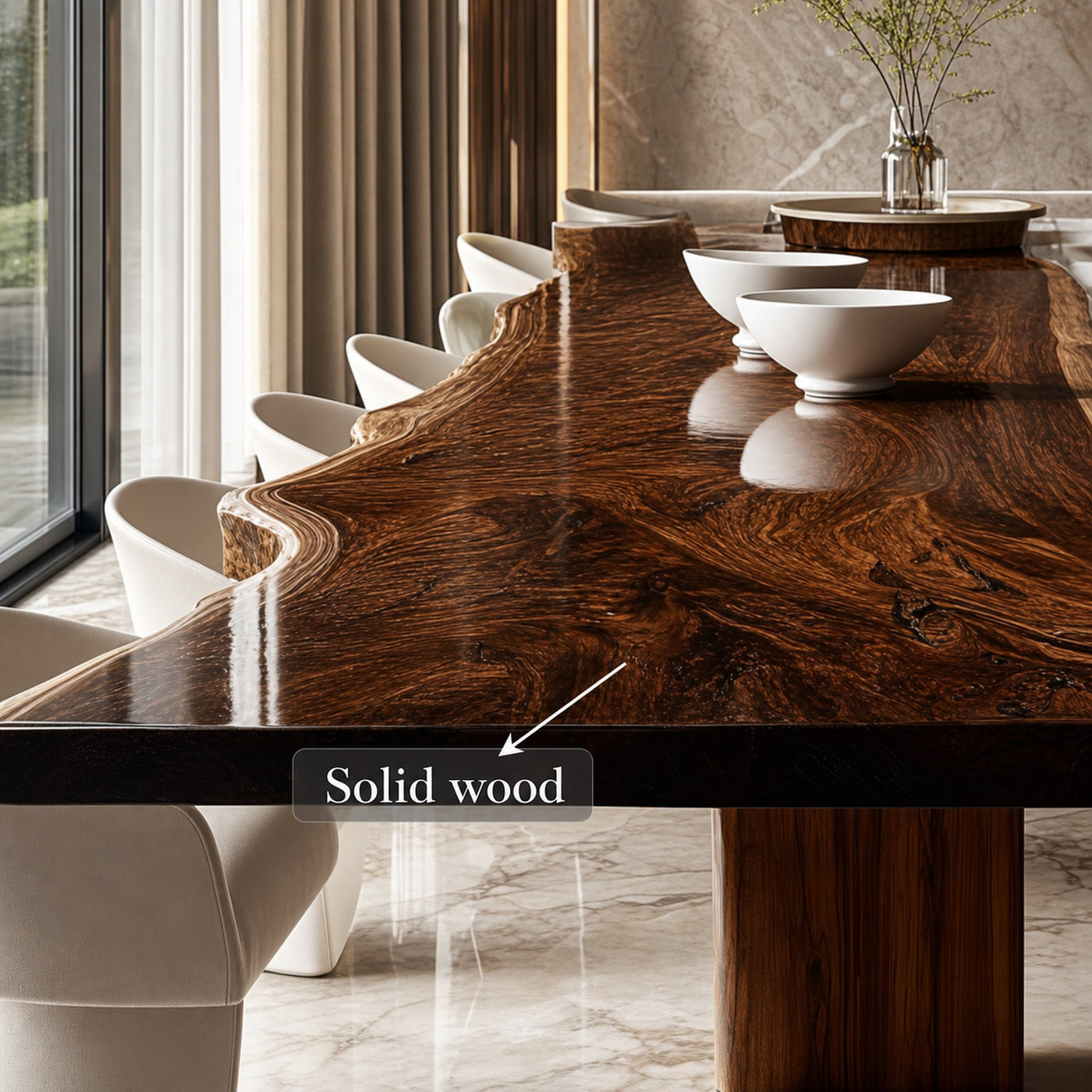 Rustic Solid Wood Slab Dining Table Dining Room - product view 5
