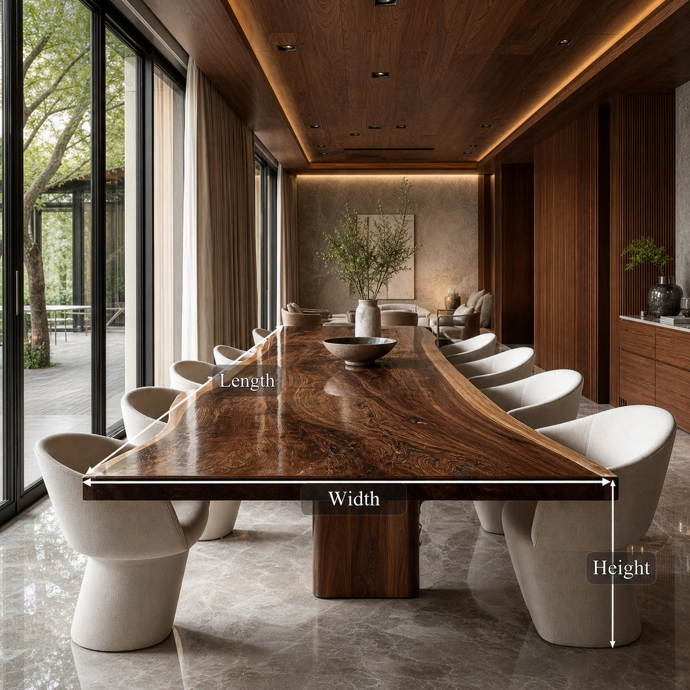 Rustic Solid Wood Slab Dining Table Dining Room - product view 6