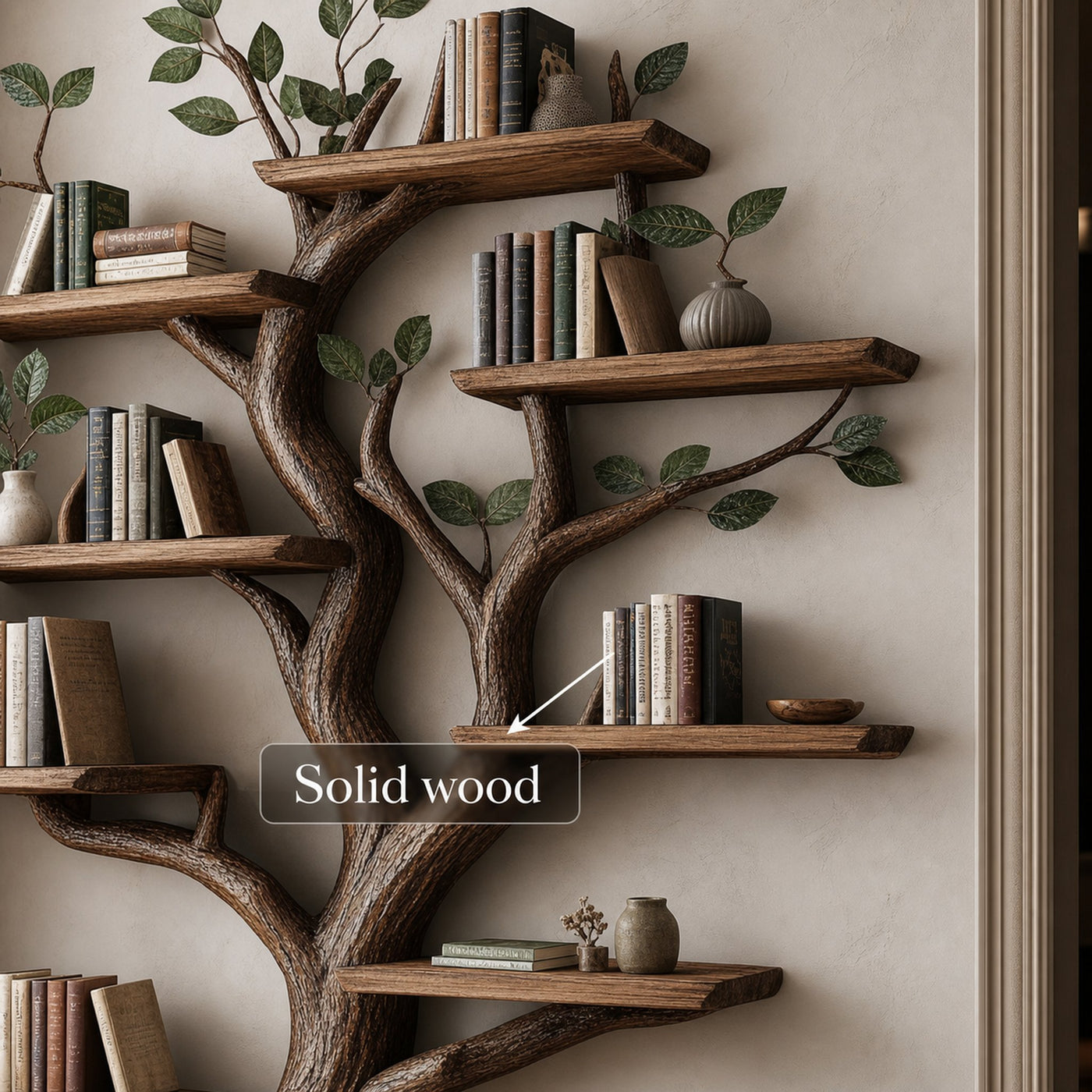 Rustic Solid Wood Tree Bookshelf For Living Room Or Study Room - product view 3