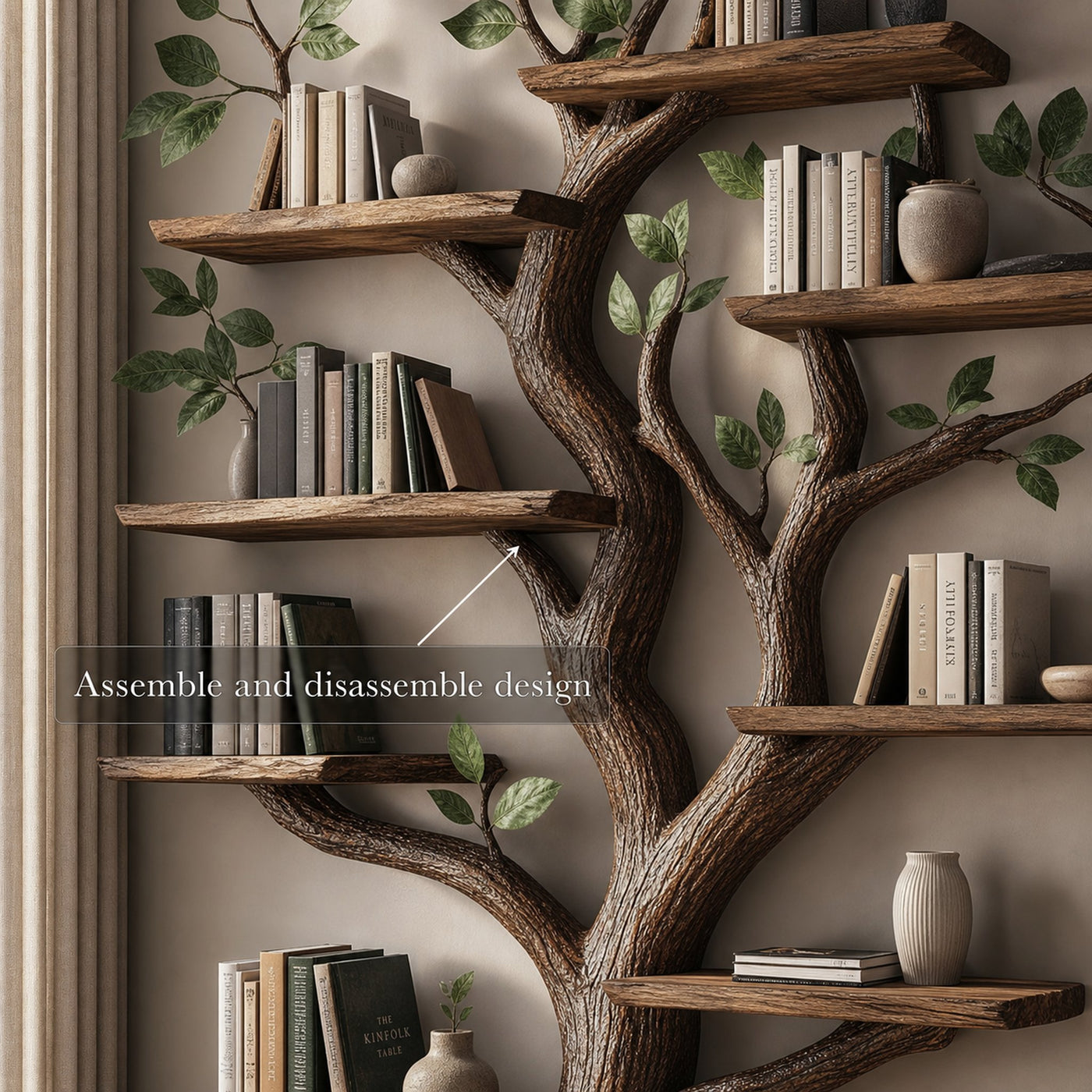 Rustic Solid Wood Tree Bookshelf For Living Room Or Study Room - product view 4