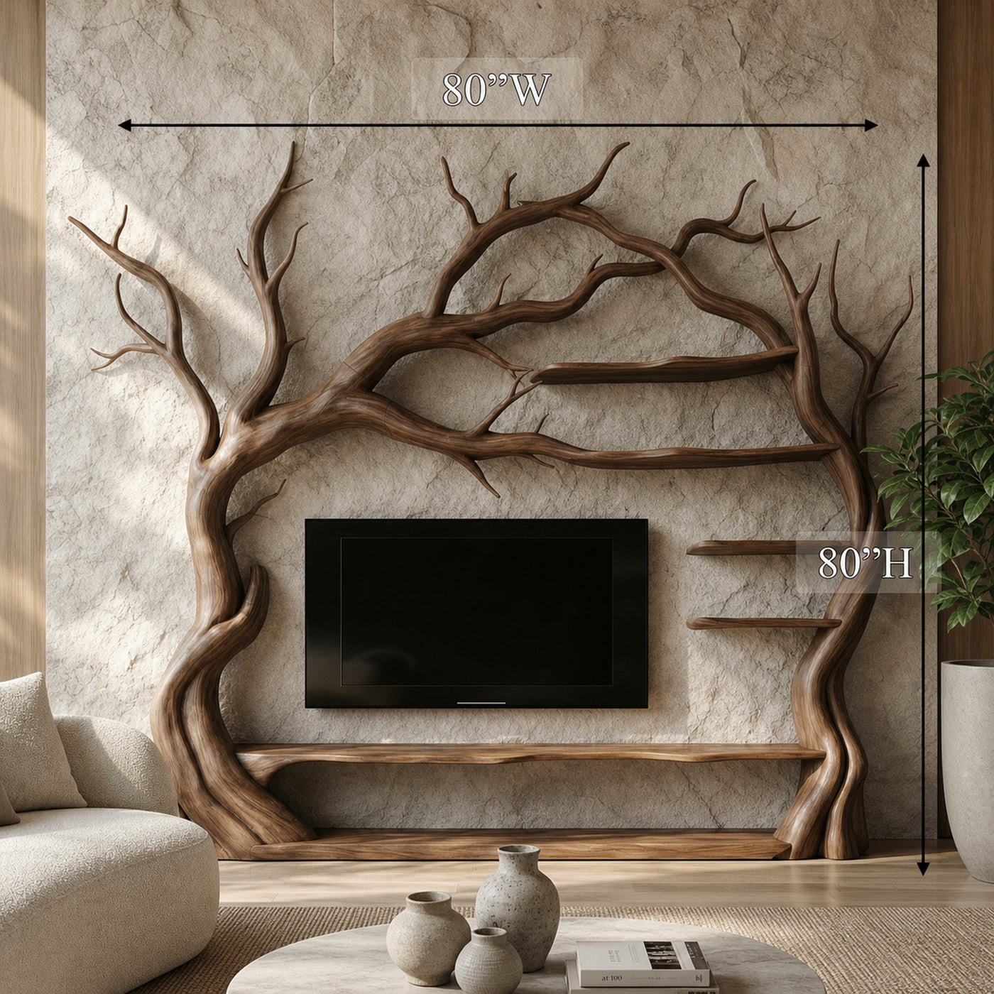 Rustic Statement Tree TV Console For Living Room And Artistic Interior - product view 8