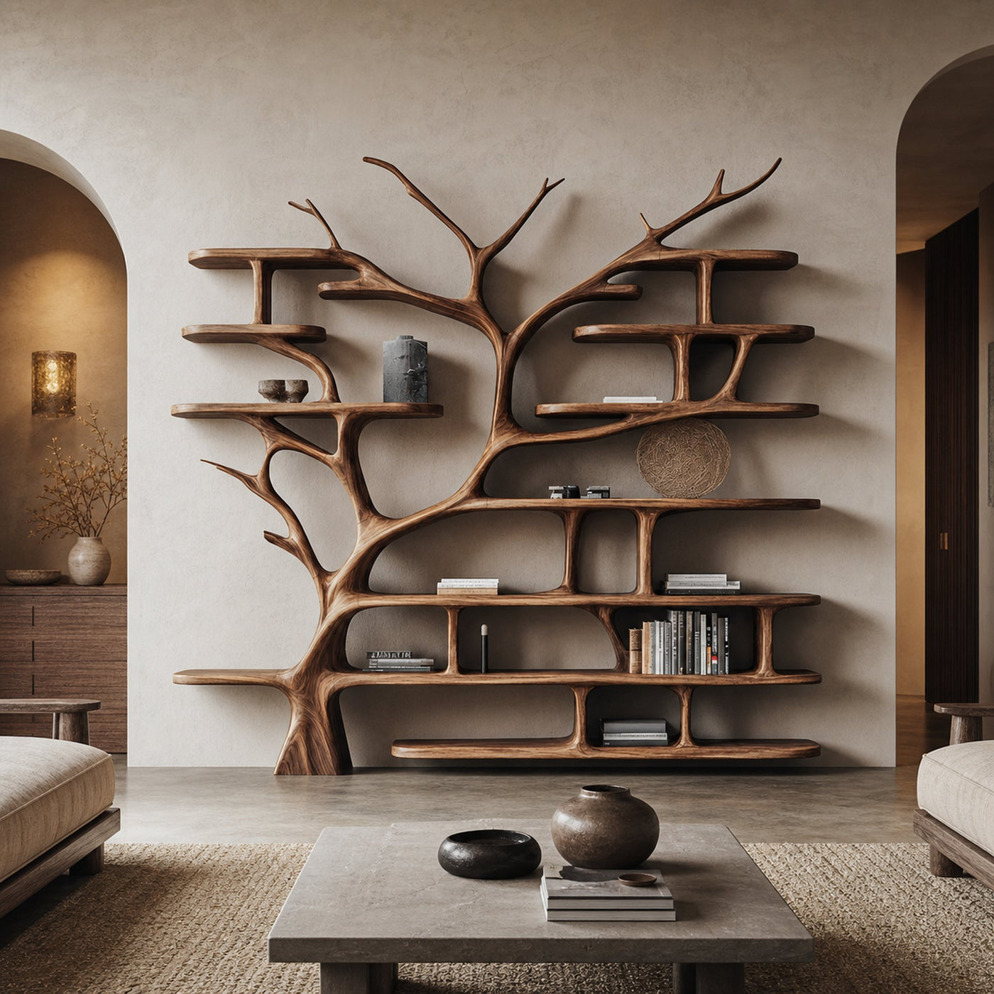 Rustic Storage Tree Bookshelf Living Room Or Reading Area