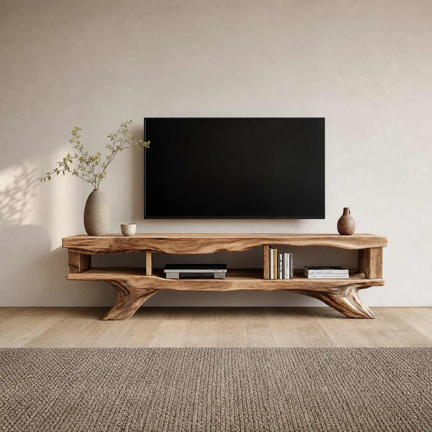 Rustic TV Cabinet Console Storage Living Room